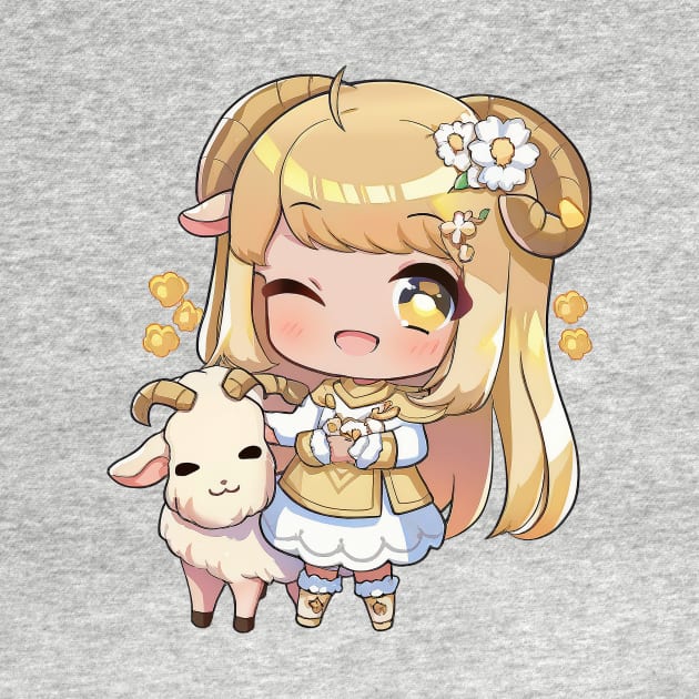 Capricorn the Goat Chibi Zodiac Anime Girl by peachycrossing